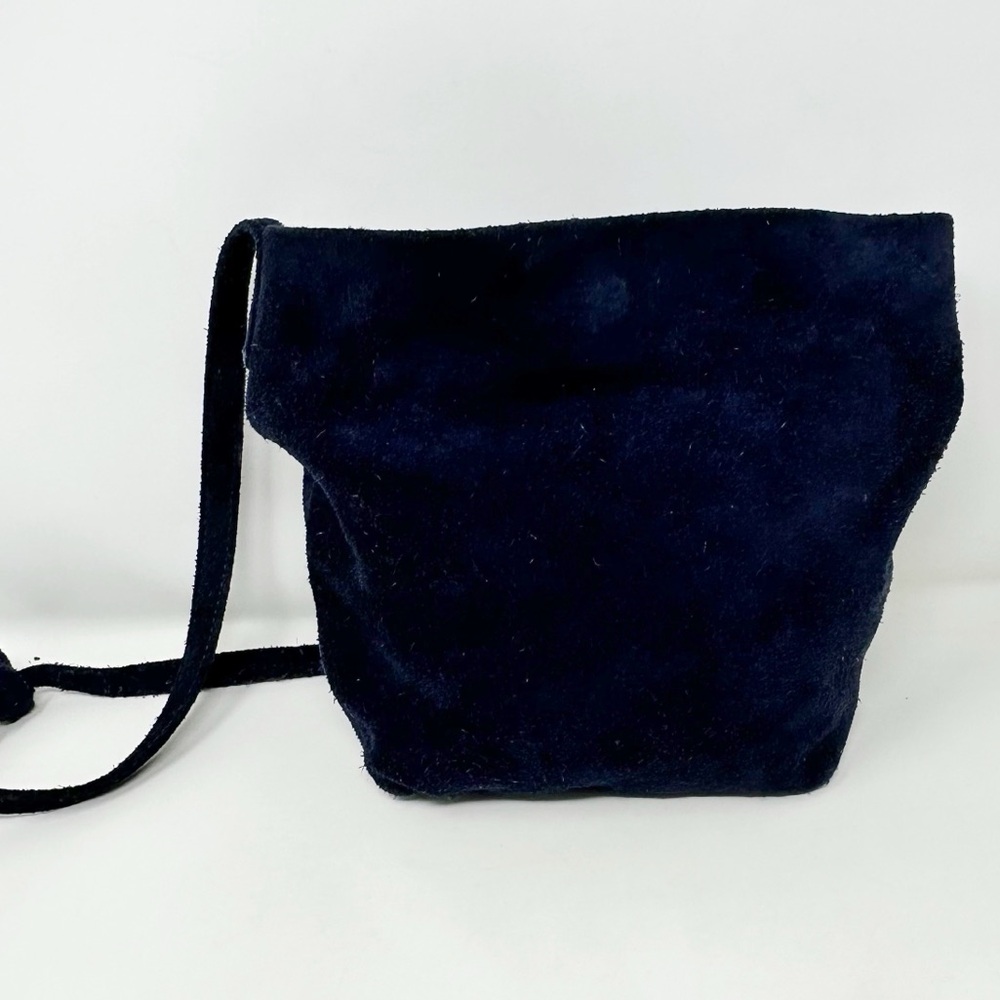Baggu Navy Suede Crossbody Phone Bag